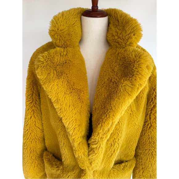 Apparis Faux Fur Jacket Mustard Size Small - Picture 4 of 16